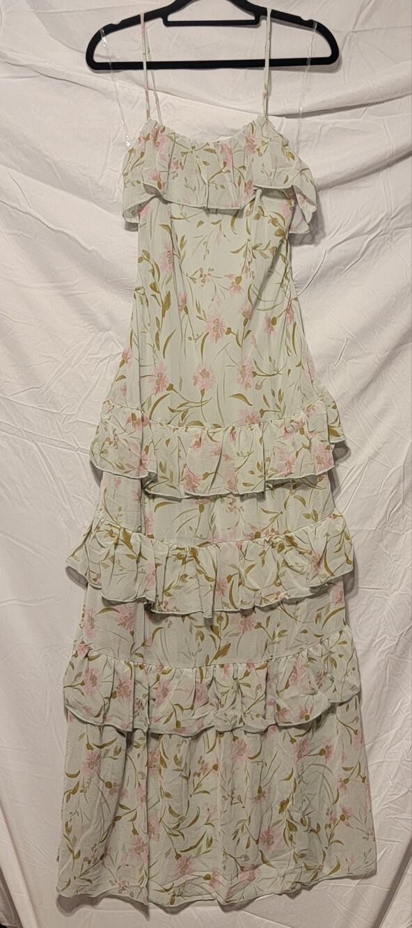 Wild Fable Green/Pink Ruffle Dress Sz M